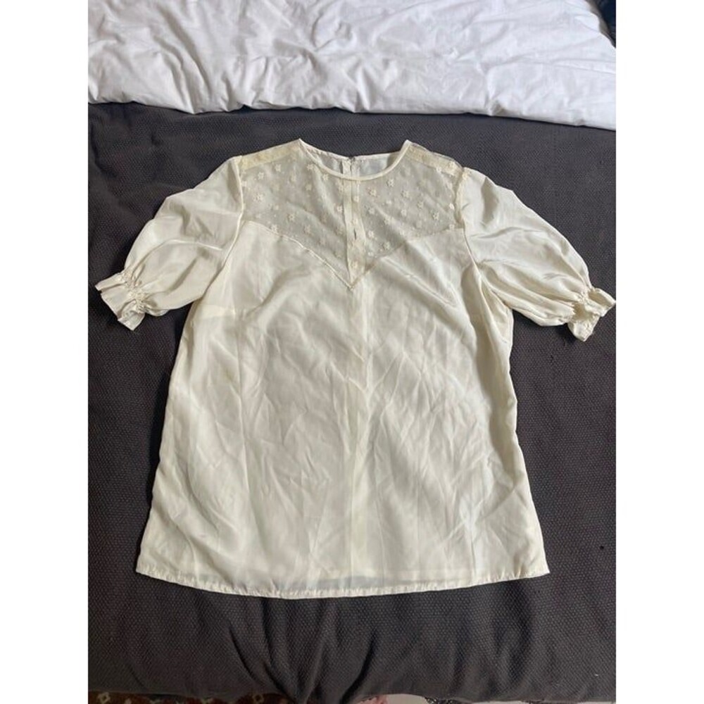 Women's Sheer Yoke Puff Sleeve Blouse